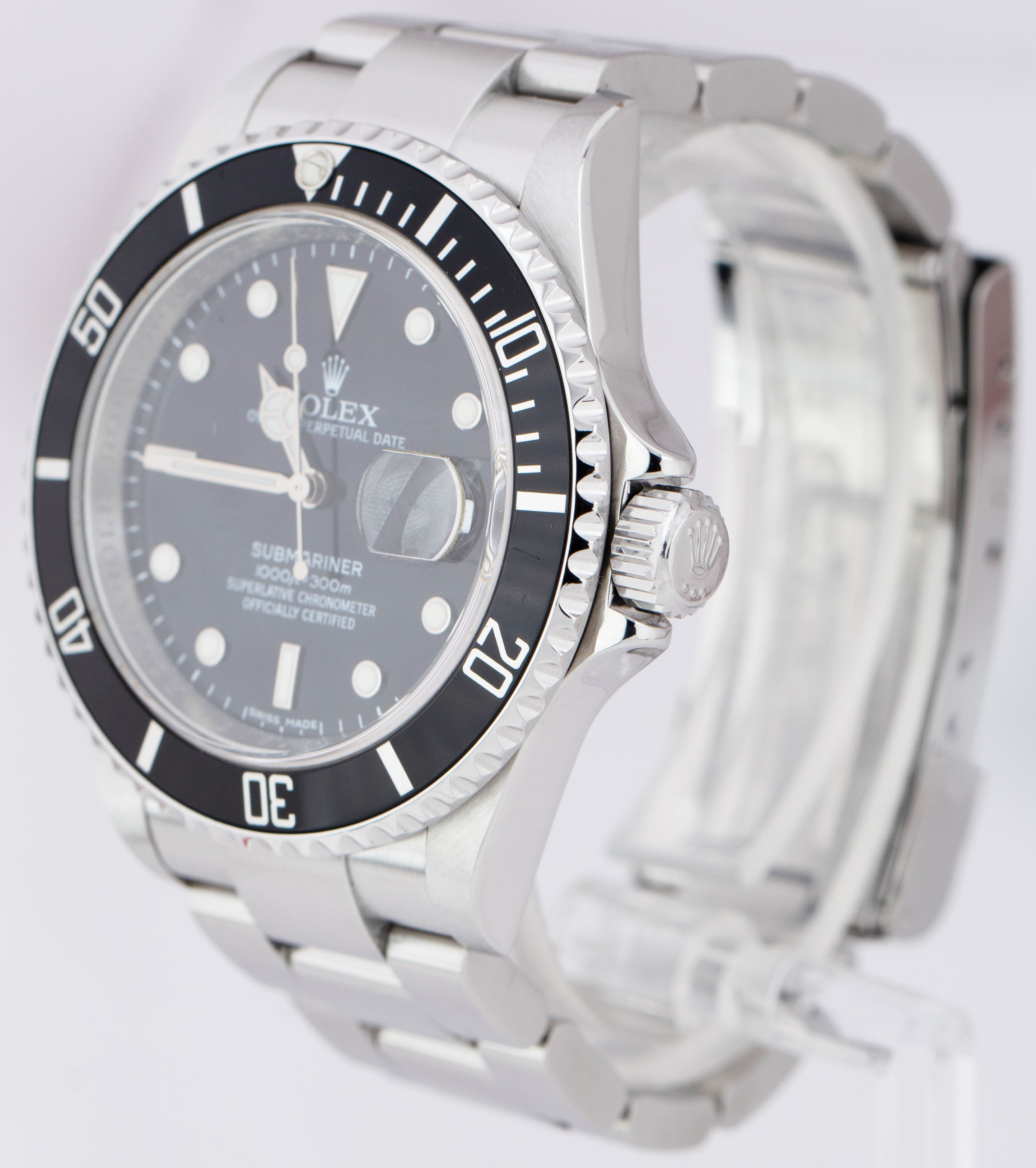 Rolex Submariner Date REHAUT 40mm Black Dial Stainless Steel Dive Watch 16610