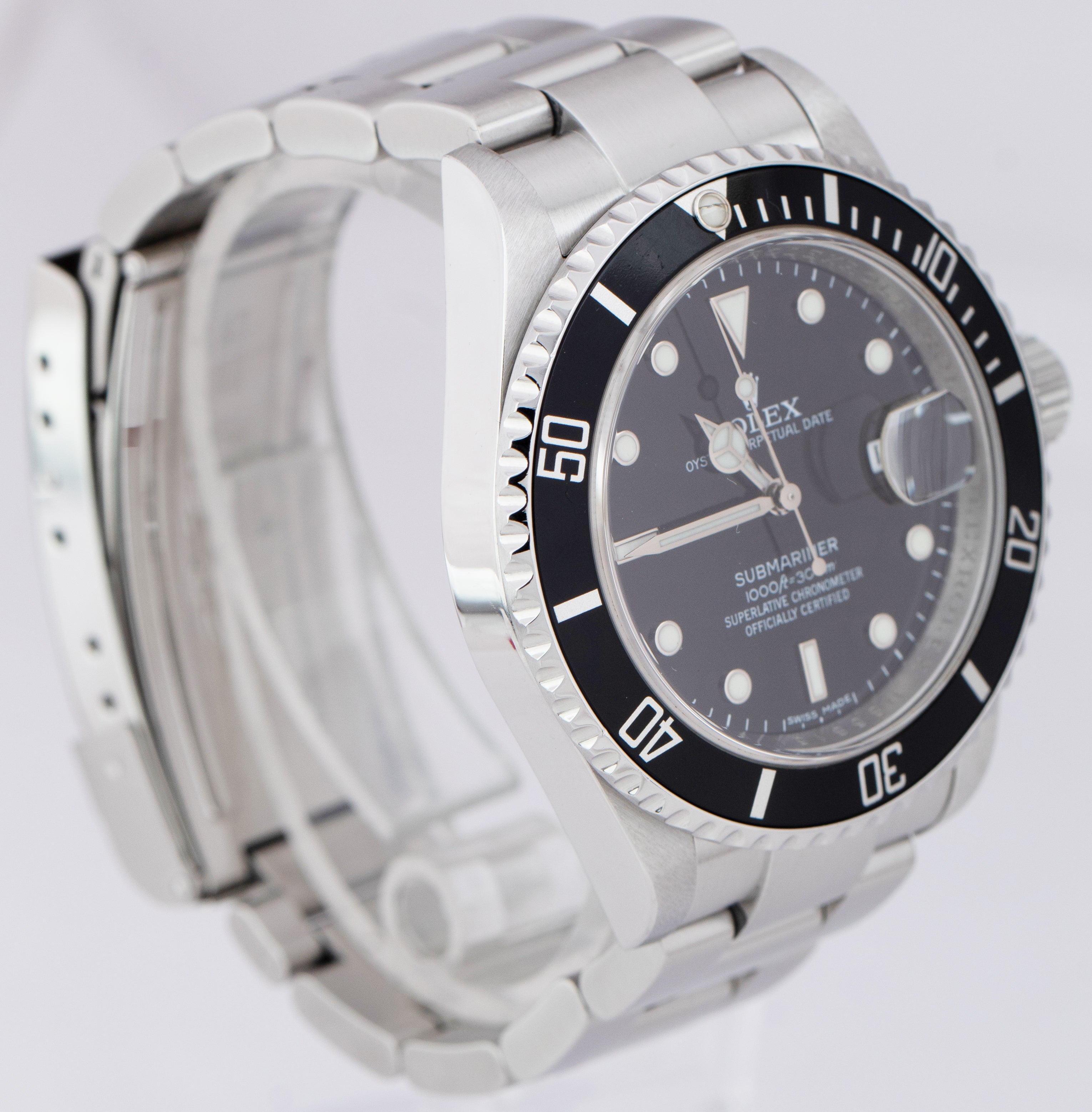 Rolex Submariner Date REHAUT 40mm Black Dial Stainless Steel Dive Watch 16610