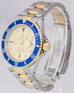 Rolex Submariner Date Two-Tone Gold Stainless Serti Champagne Watch 16613 B+P