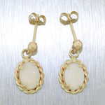 Antique 1.10ctw Opal Drop/Dangle Earrings - 14k Yellow Gold