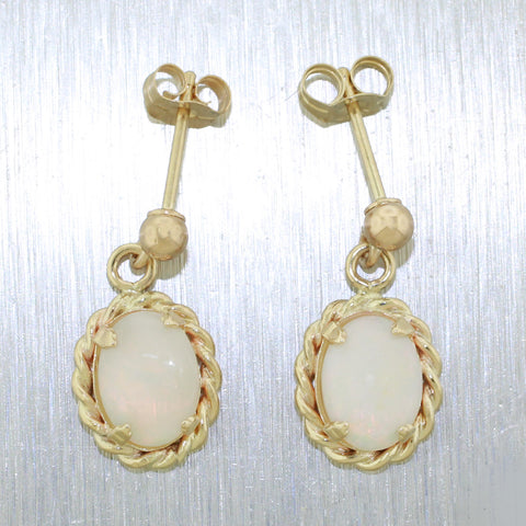 Antique 1.10ctw Opal Drop/Dangle Earrings in 14k Yellow Gold