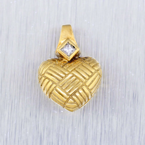 SUNA BROS Small Heart Pendant with 0.05ct Diamond and Solid 14k Yellow Gold