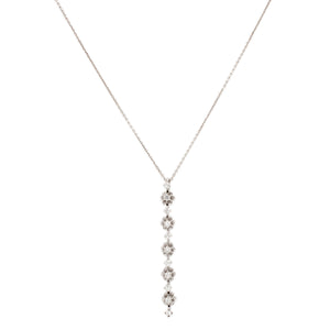 Vintage 0.45ctw Diamond Vertical Bar Pendant Necklace - 14k White Gold - 16"