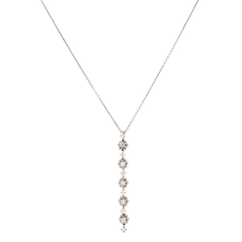 Vintage 0.45ctw Diamond Vertical Bar Pendant Necklace in 14k White Gold - 16"