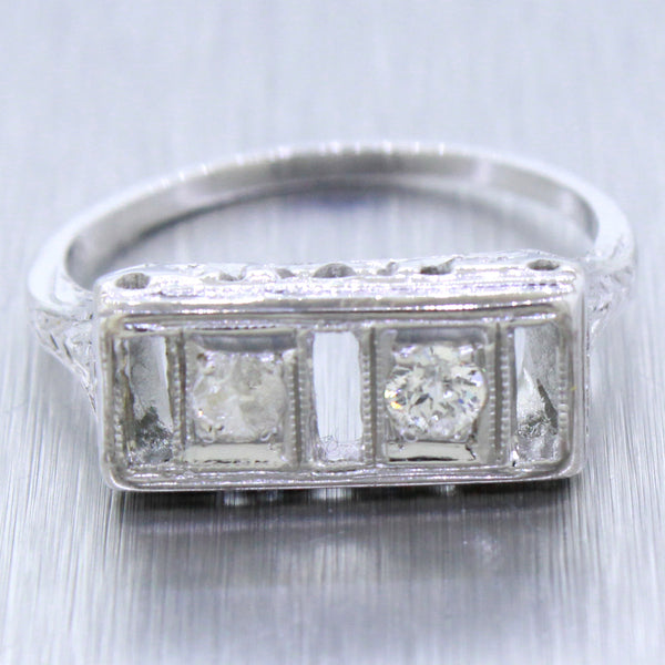 18 Carat White Gold Four Stone Bar Motif Vintage Diamond Necklet – Imperial  Jewellery