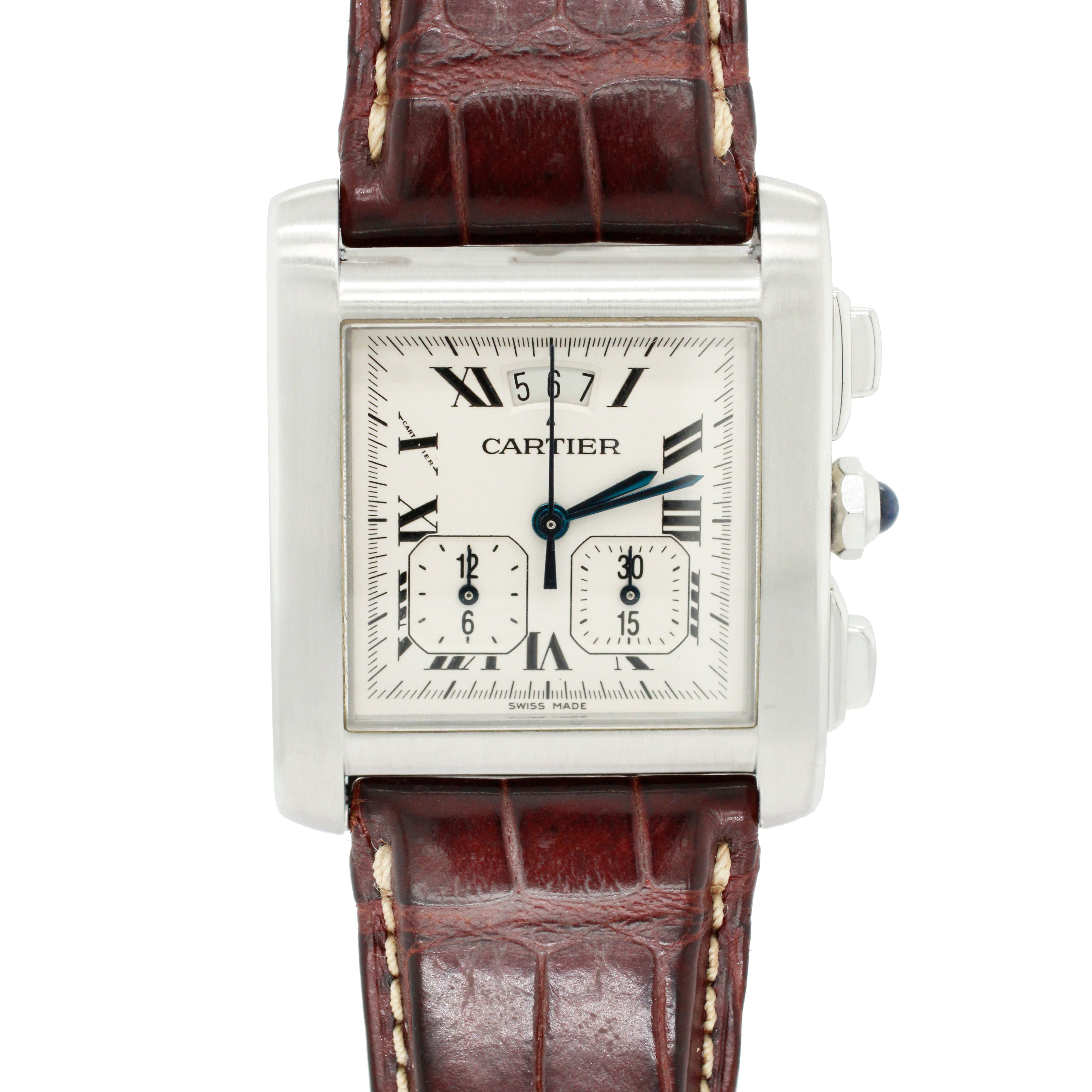 Cartier Tank Francaise Chronograph 30mm Stainless Steel Square Watch 2531