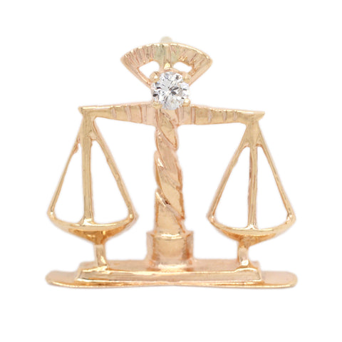 Vintage Estate 0.12ct Round Diamond Scales of Justice / Law Charm Pendant