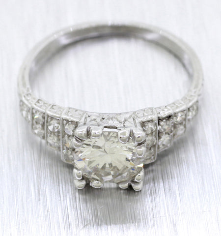 EGL Antique Art Deco H / VS2 / 1.35ctw Diamond Engagement Ring set in Platinum
