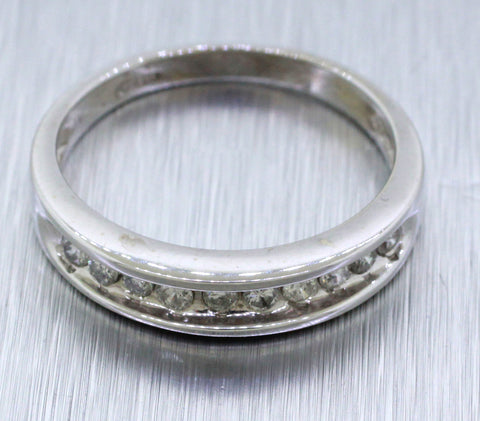 Vintage 14k White Gold 0.50ctw Diamond Wedding Band Ring | Size 7