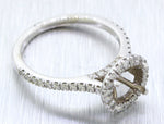 Vintage 14k White Gold 1.00ctw Diamond Halo 1.50ct Engagement Ring Mounting
