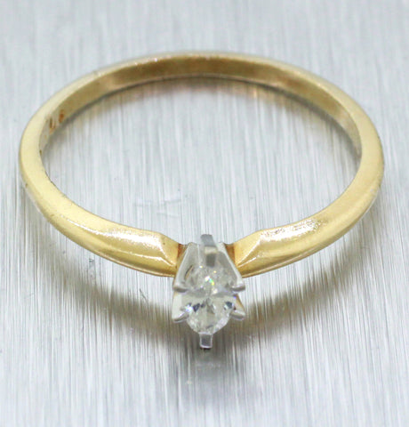 Vintage Estate Thin 14k Yellow Gold 0.25ct Marquise Cut Diamond Ring