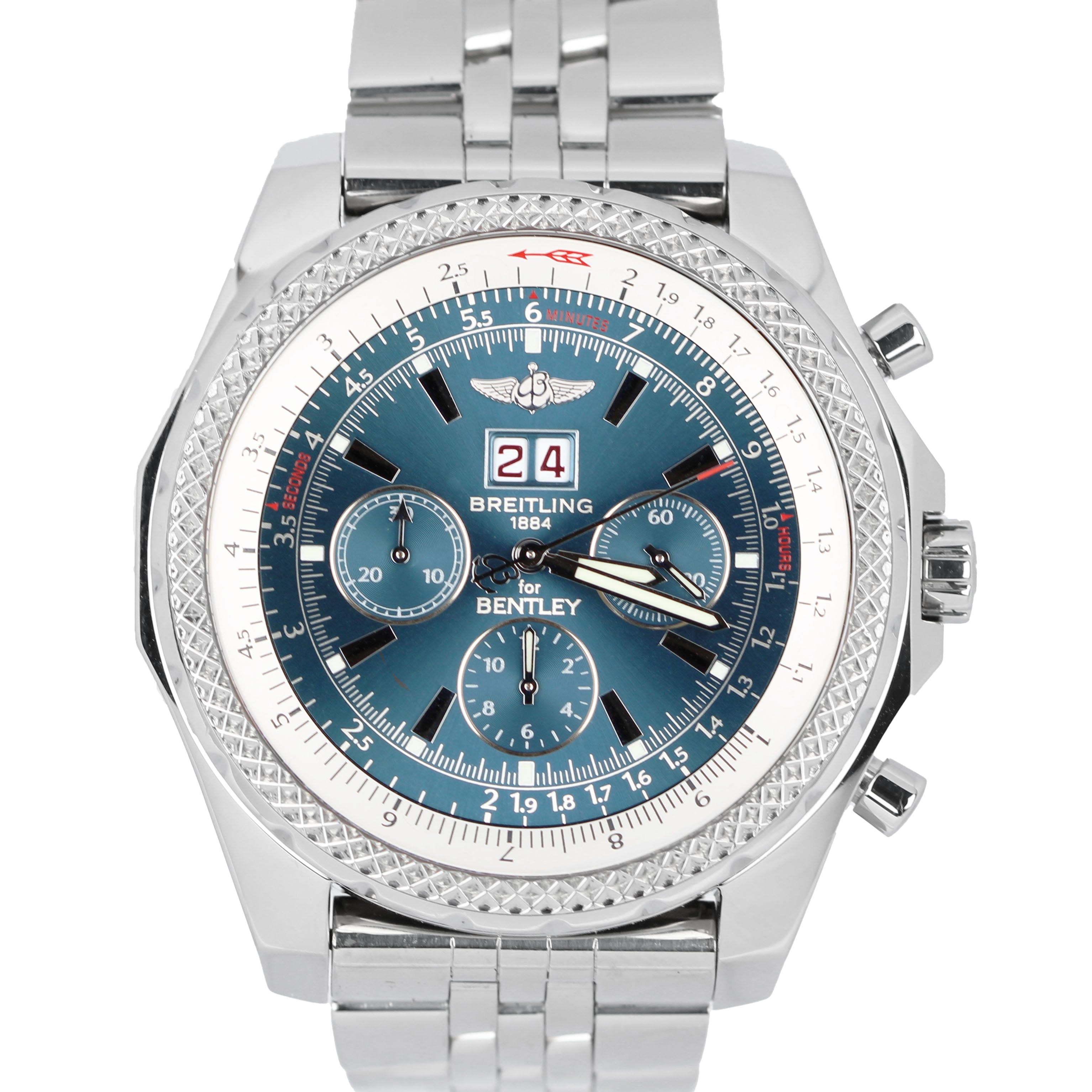 Breitling Bentley Neptune Blue Stainless Steel Date 48mm A44362 Watch 