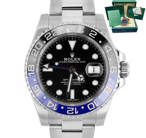 MINT 2014 Rolex GMT Master II Batman Blue Black Ceramic 116710 BLNR Date Watch
