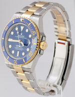 STICKERED 2021 Rolex Submariner Date 41mm Ceramic Two-Tone Blue Watch 126613 LB