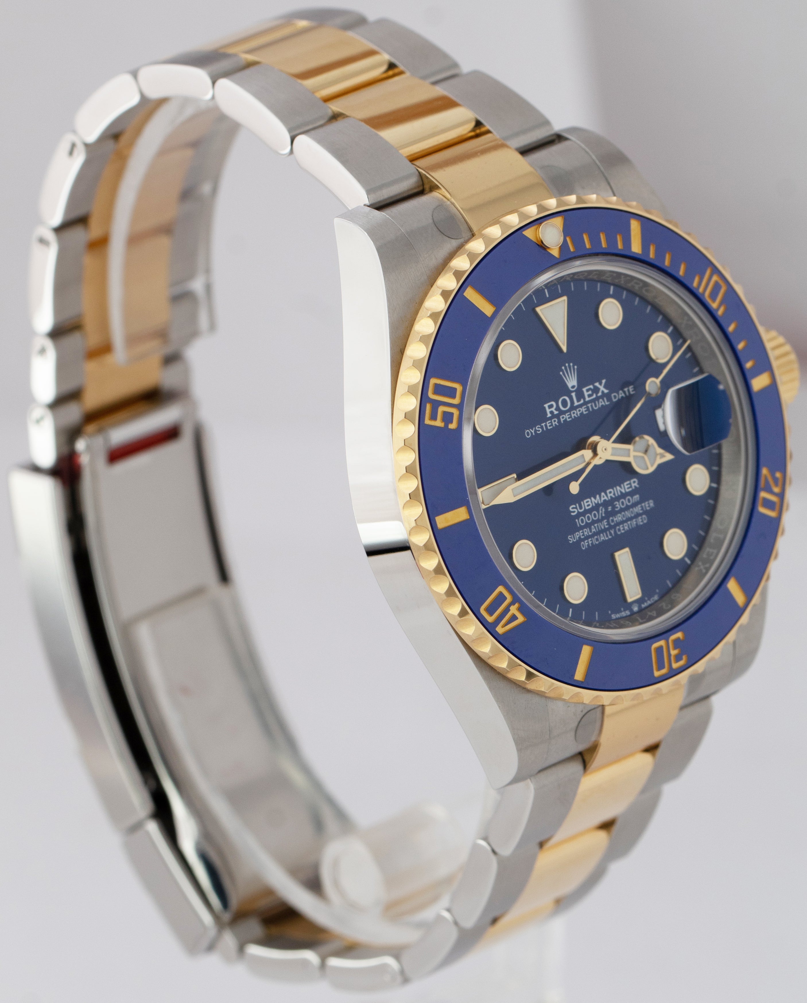 STICKERED 2021 Rolex Submariner Date 41mm Ceramic Two-Tone Blue Watch 126613 LB