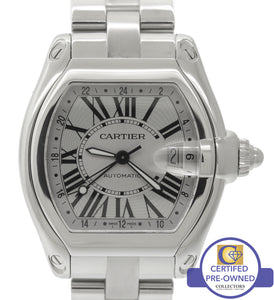 Cartier Roadster XL GMT W62032X6 Silver Roman Automatic Stainless Watch 2722