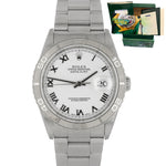 2005 BOX PAPERS Rolex DateJust Turn-O-Graph White Roman 36mm 16264 Steel Watch