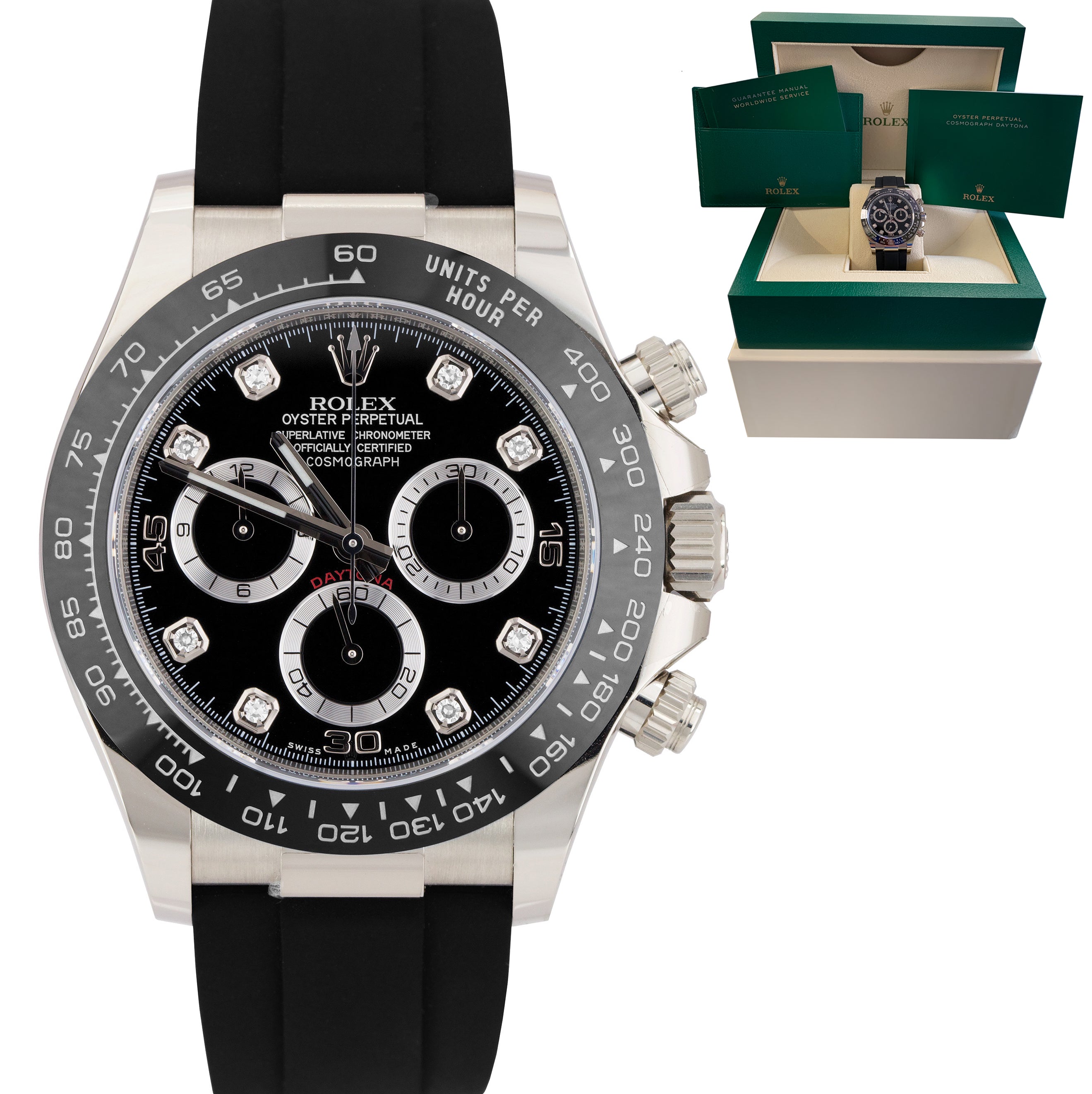 BRAND NEW 2020 Rolex Daytona Diamond Oysterflex 116519 18K White Gold 40mm Watch