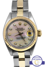 Ladies Rolex DateJust 6917 White MOP Diamond 26mm Two-Tone Oyster Watch