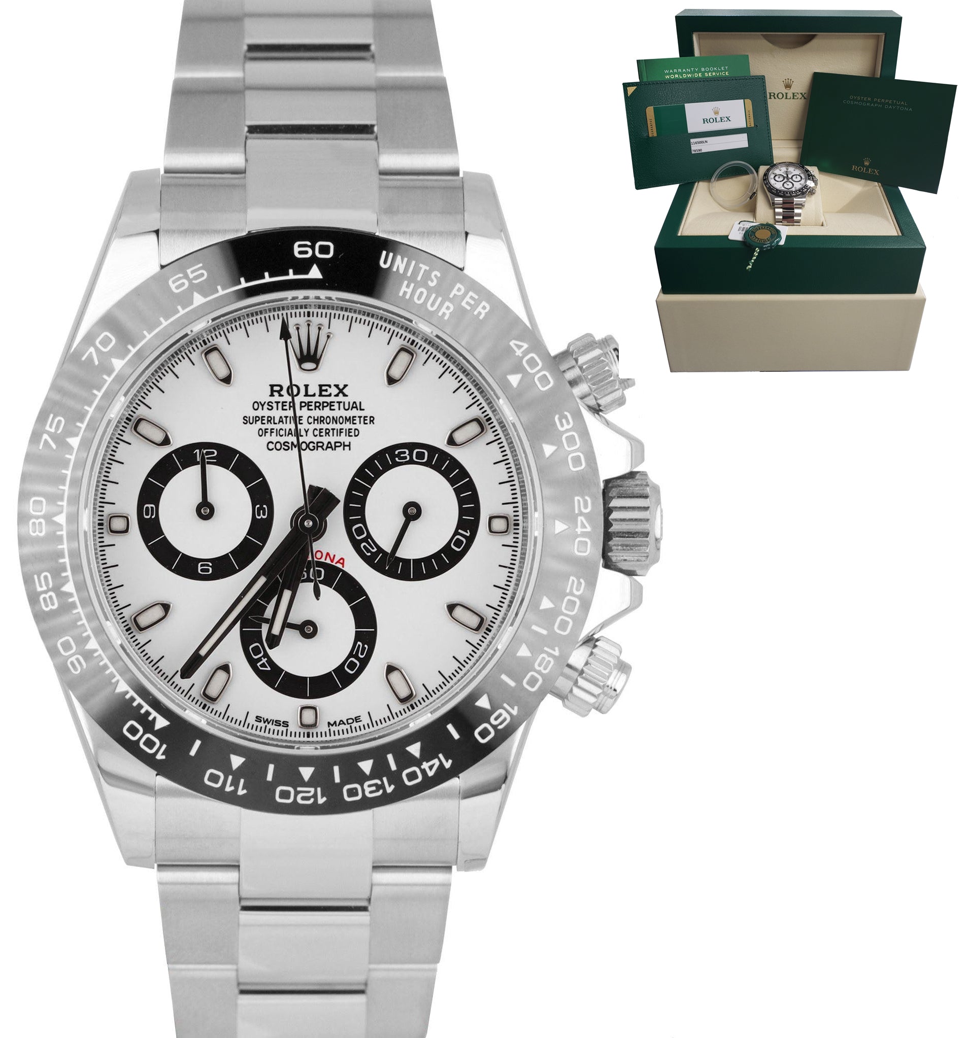 2019 UNWORN Rolex Daytona Cosmograph PANDA 116500 LN Ceramic White 40mm Watch