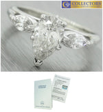 Ladies Modern 1.45ctw Pear Diamond 14K 585 White Gold Engagement Ring EGL USA