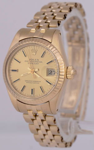 Ladies Rolex Oyster Perpetual DateJust 18K 26mm Champagne JUBILEE Watch 6917