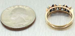 Vintage Estate 14k Solid Rose Gold Pearl & Ruby Band Ring