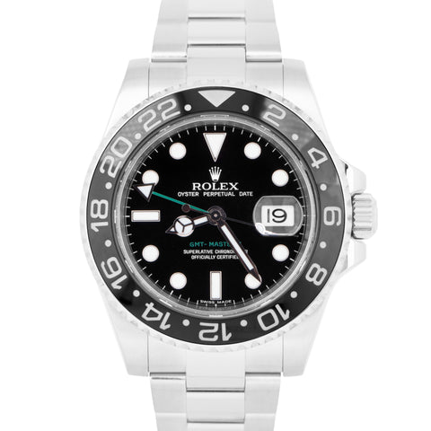 MINT Rolex GMT-Master II DISCONTINUED 40mm Black Green Steel Watch 116710 LN