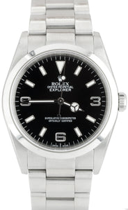 2006 UNPOLISHED Rolex Explorer I Black 36mm Steel Automatic Oyster Watch 114270