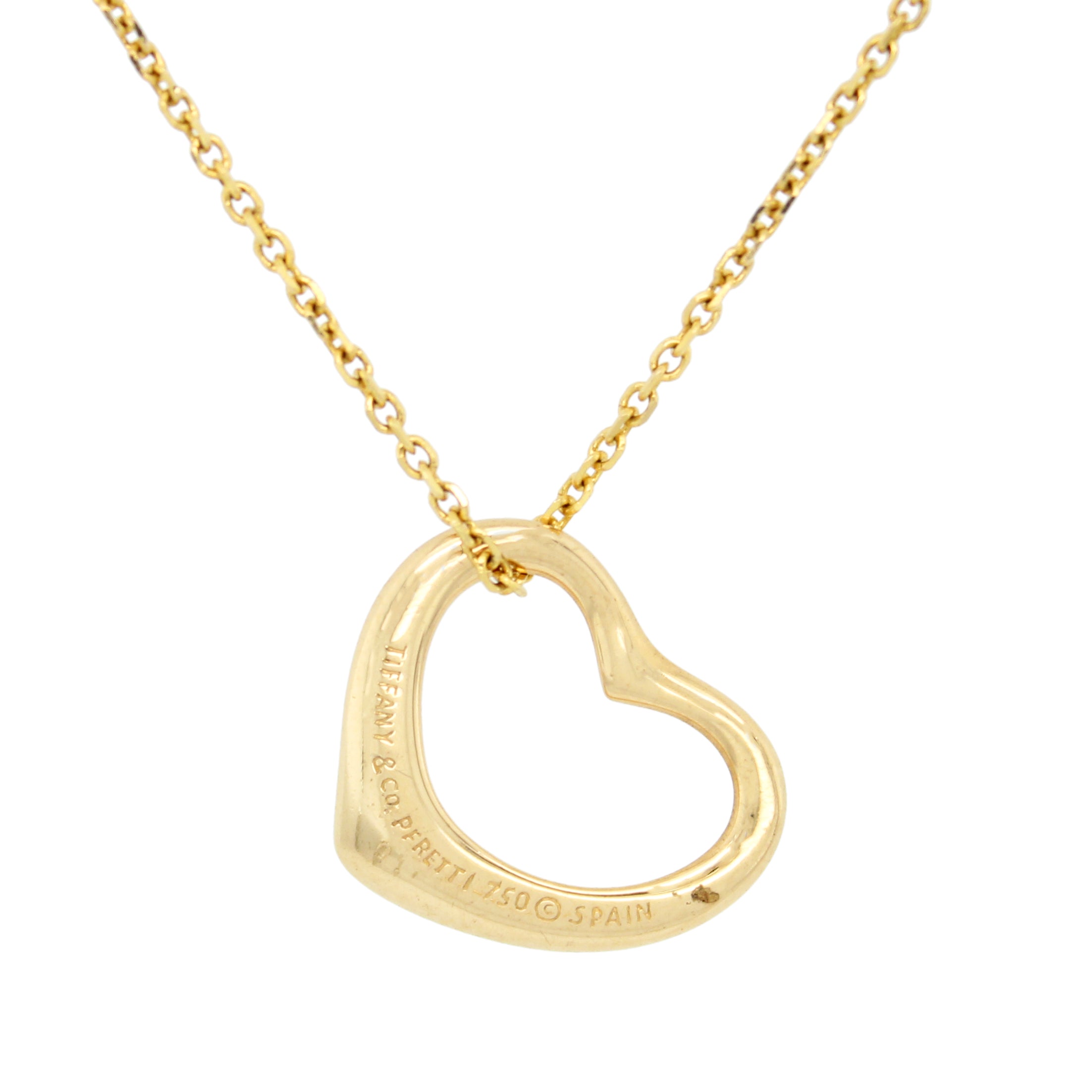 Tiffany & Co. Elsa Peretti Open Heart Pendant in 18k Yellow Gold - 18" Necklace