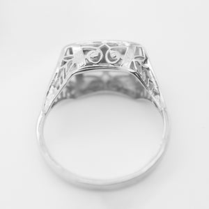 Women's Antique Estate 14k White Gold 0.20 CT Art Deco Diamond Cocktail Ring