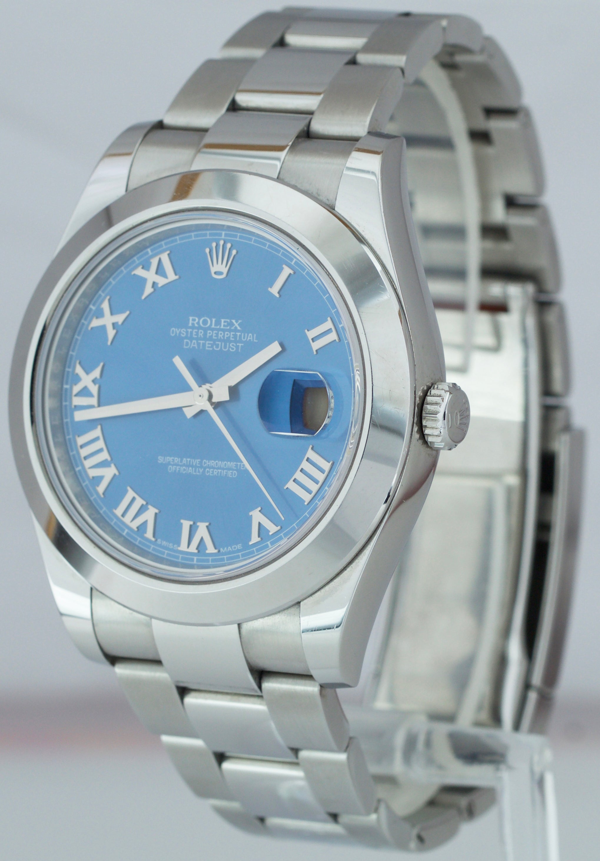 2015 Rolex DateJust II Blue Smooth Stainless Steel 41mm Oyster Watch 116300