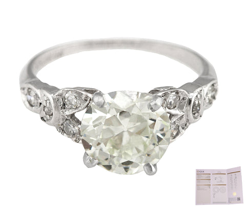Ladies Platinum 1.96 CT J VS1 Circular Brilliant Diamond Engagement Ring GIA