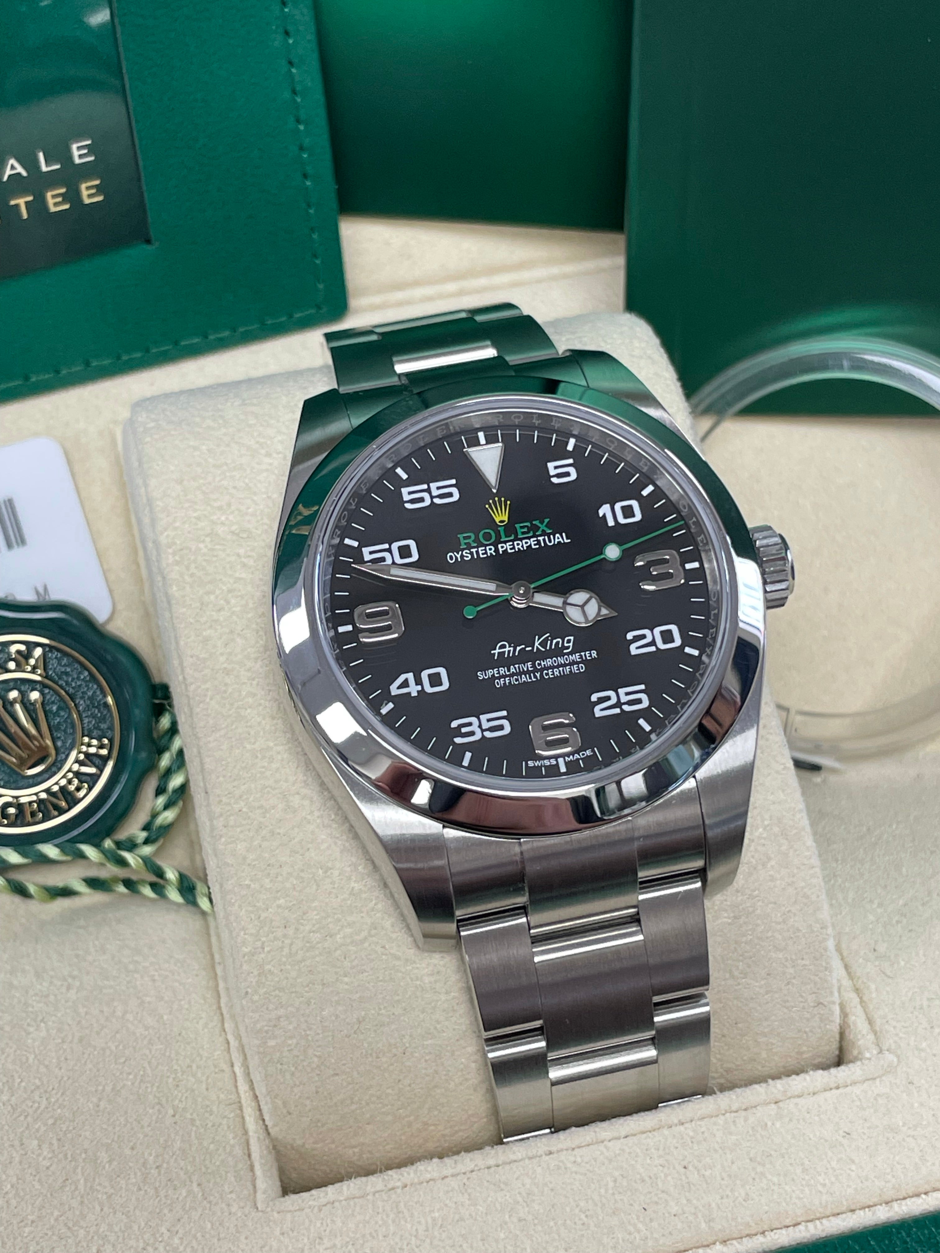 SEPTEMBER 2020 Rolex Air-King 40mm Black Arabic Stainless Steel Watch 116900
