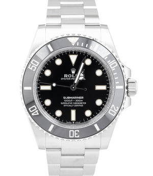 NEW MAY 2022 Rolex Submariner 41mm No-Date Black Ceramic Steel Watch 124060 LN