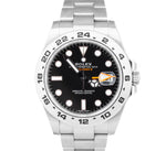 2021 Rolex Explorer II Black Orange Stainless GMT 42mm Date Watch 216570 B+P