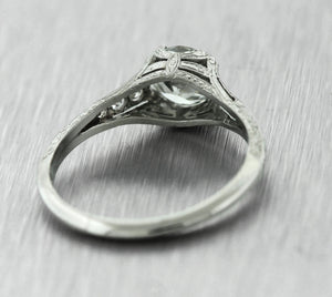 Ladies Art Deco Platinum 1.04ctw Transition Round Diamond Engagement Ring EGL
