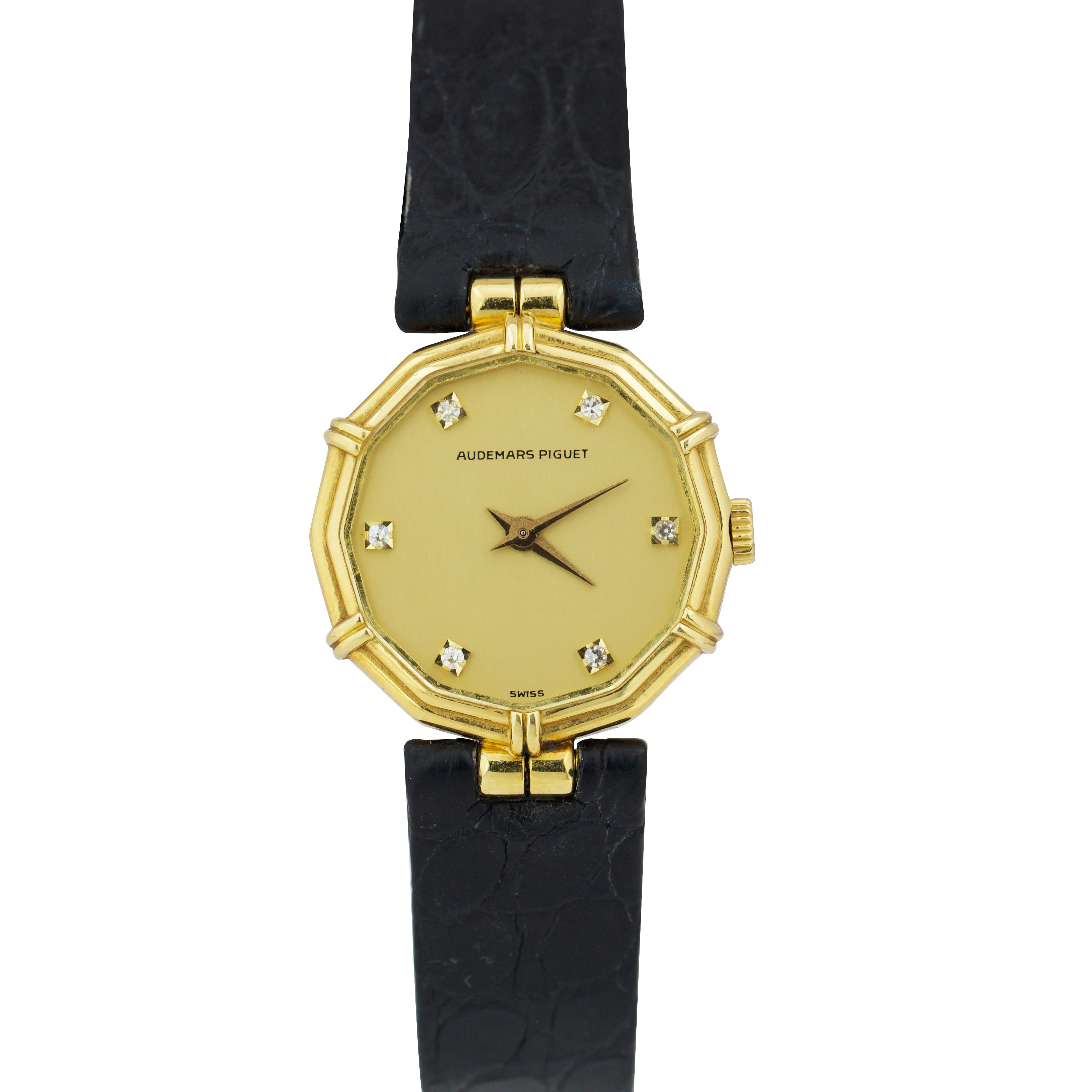 Vintage 1960s Ladies Audemars Piguet 18K Yellow Gold 22mm Diamond Dress Watch
