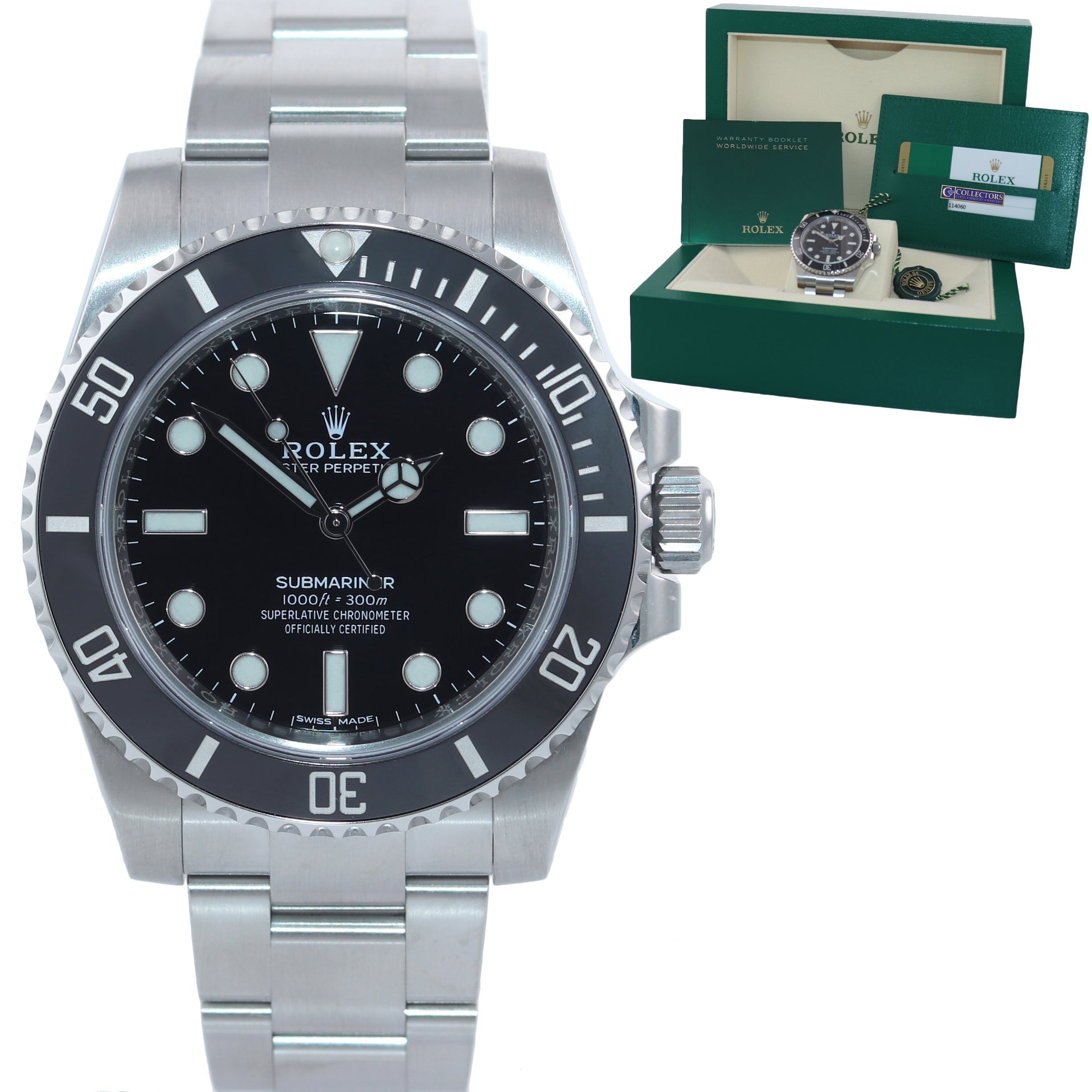 MINT 2016 PAPERS Rolex Submariner 114060 Steel Black Ceramic Watch Box