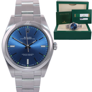 2018 PAPERS Rolex Oyster Perpetual Steel 39mm Blue Dial 114300 Watch Box