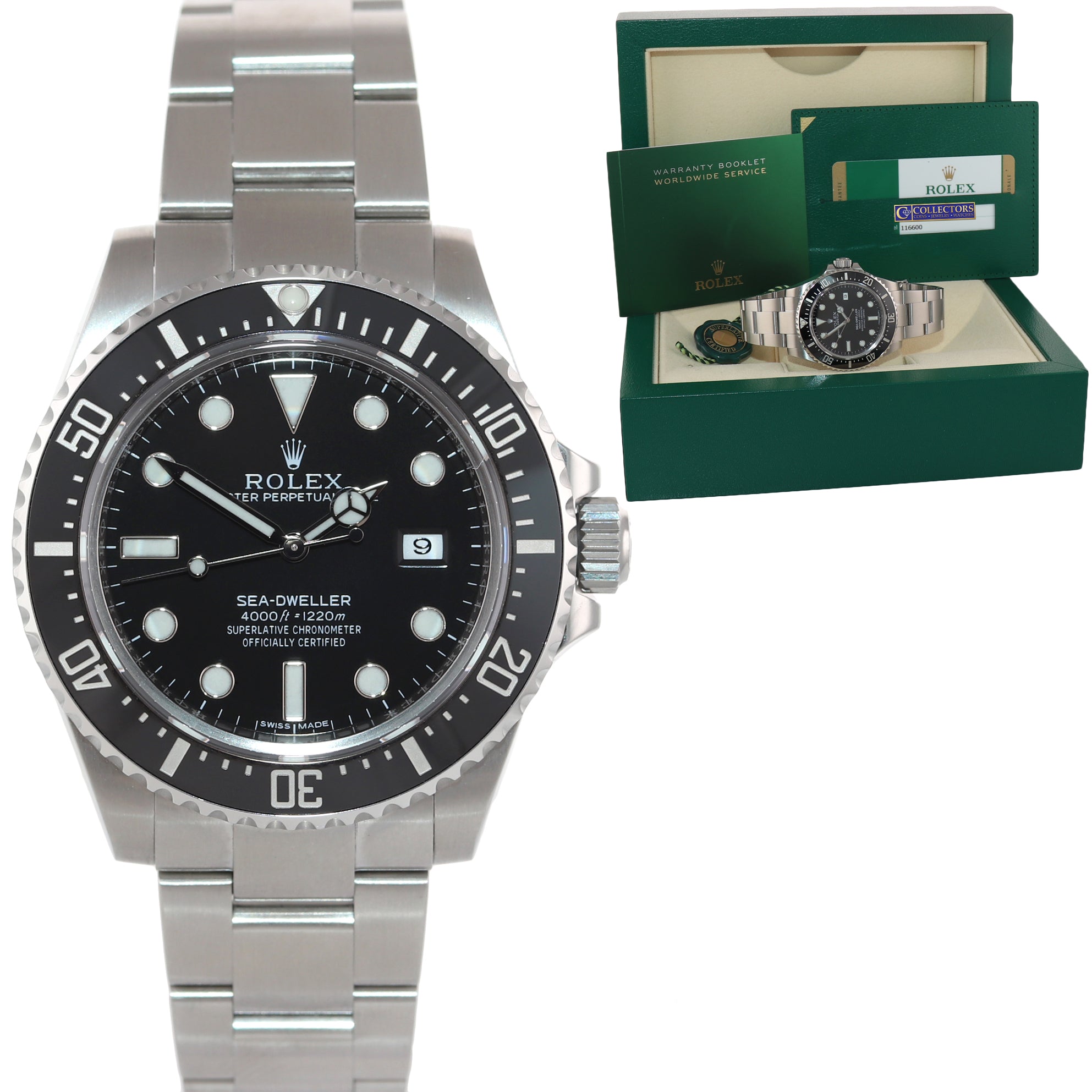 PAPERS 2017 Rolex Sea-Dweller 4000 SD4K 116600 Steel Black Ceramic Watch Box