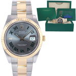 2021 PAPERS Rolex DateJust 41 126333 Two Tone Gold Wimbledon Grey Watch Box