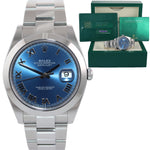 NEW PAPERS Rolex DateJust 41 Steel 126300 Blue Roman Oyster Band Watch Box