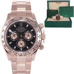 Rolex Daytona Rose Gold 116505 18k Black Dial Chrono Watch Box