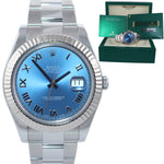 PAPERS Rolex DateJust II 41MM Blue Roman 116334 Steel 18K White Gold Watch Box