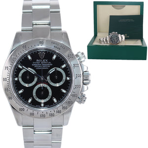 2005 Rolex Daytona 116520 Black Steel Chrono Oyster 40mm Watch Box