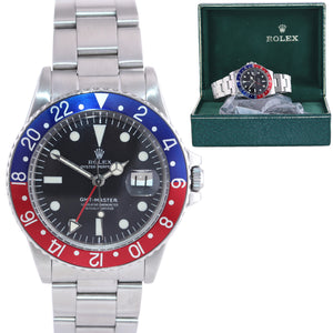 Rolex GMT-Master Pepsi Blue Red Steel Matte Oyster 16750 40mm Watch Box