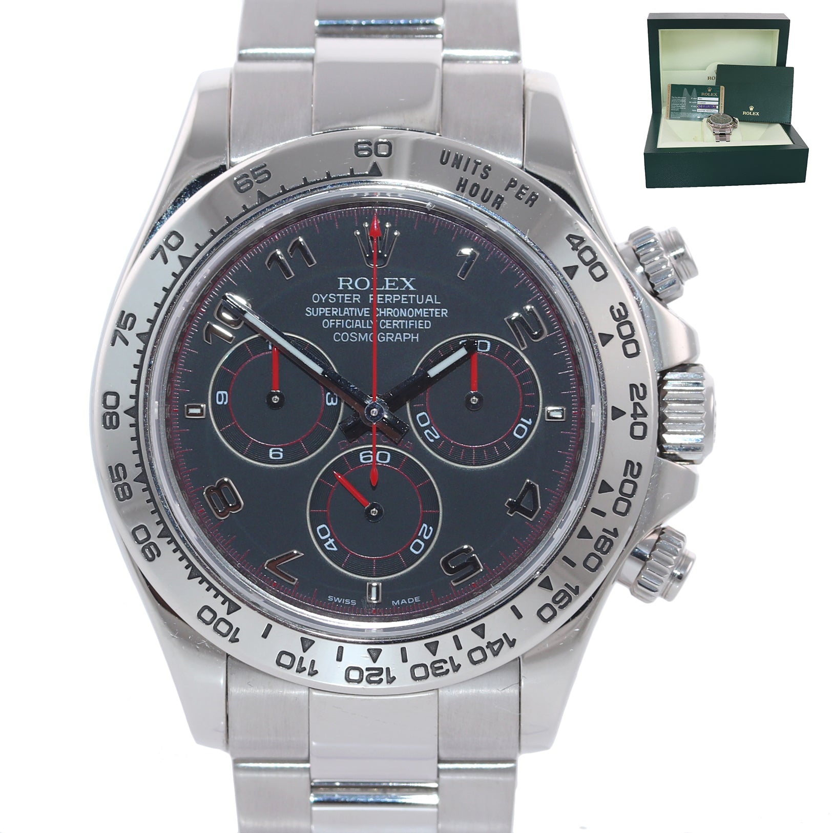 2008 MINT PAPERS Rolex Daytona Black Racing Dial 116509 18k White Gold Watch Box