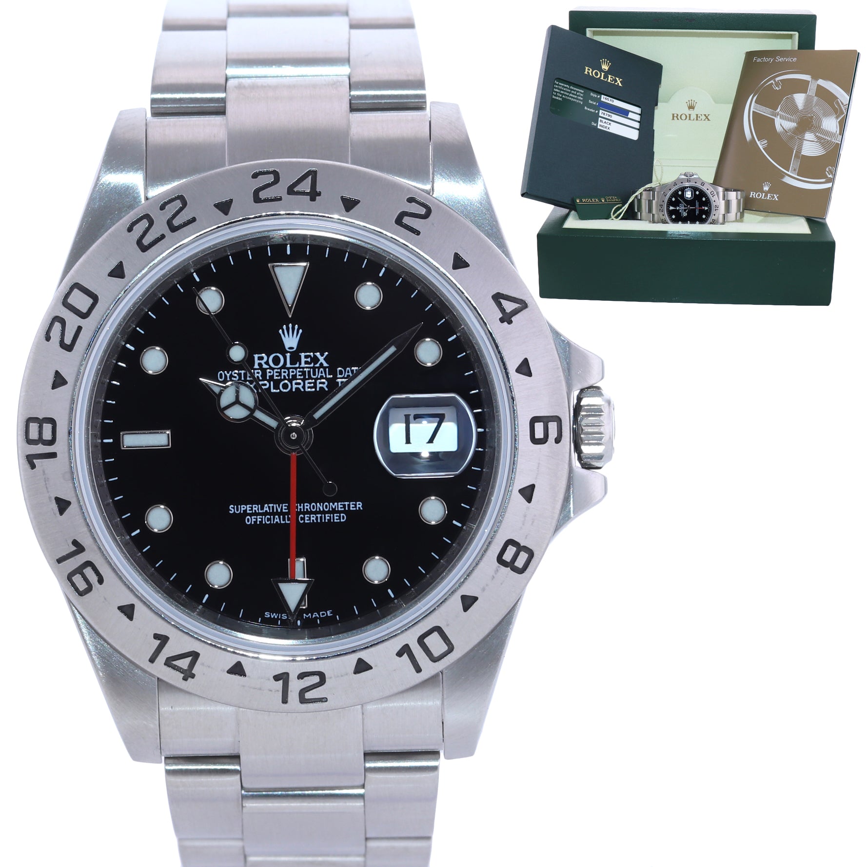 PAPERS 2008 ENGRAVED REHAUT Rolex Explorer II 16570 Black Date 3186 Watch Box