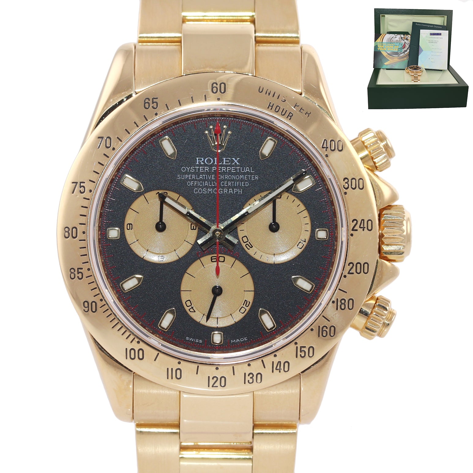 2007 Rolex Daytona 116528 Black Paul Newman Dial 18K Yellow Gold 40mm Watch